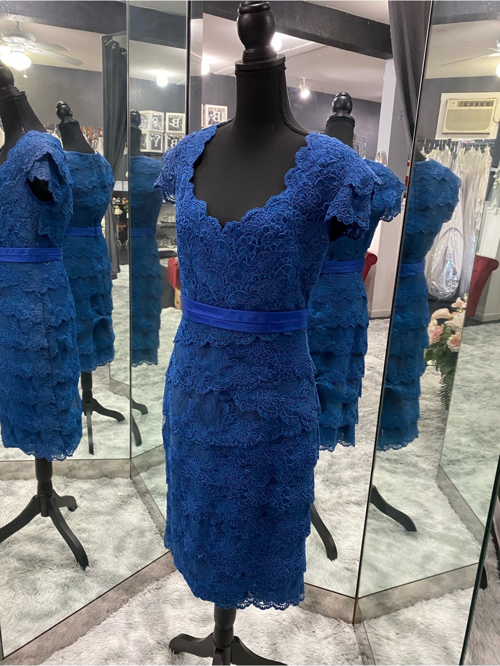Serena London Royal Blue Short Lace Dress